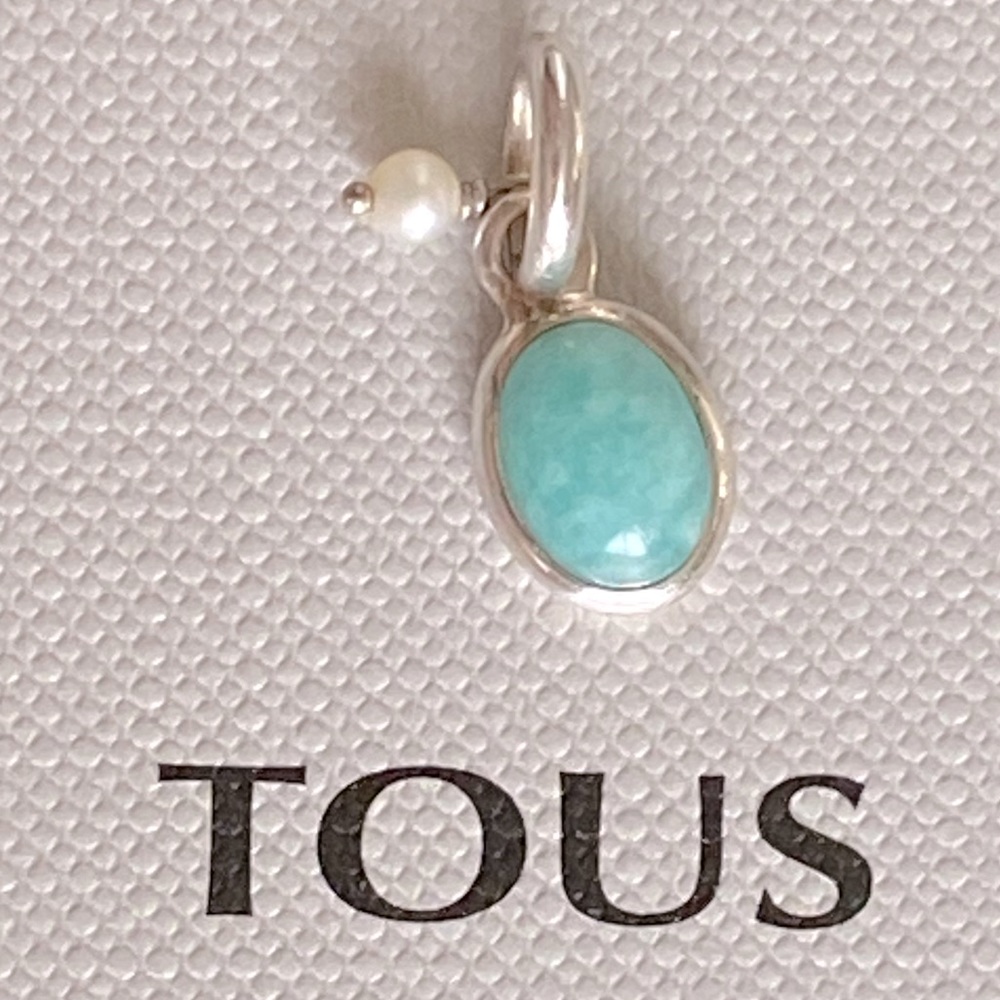 Tous silver tiny pendant with Amazonite and Pearl